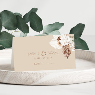 ボホテラコッタベージュパンパスグラス結婚フローラ プレイスカード