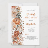 ボホテラコッタベージュフローラブライダルシャワー 招待状 (正面)