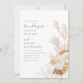 ボホテラコッタホワイトパンパスグラスオルシ結婚ーズ 招待状 (正面)