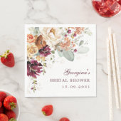 ボホテラコッタマルーンフローラブライダルシャワー スタンダードランチョンナプキン (インサイチュ)