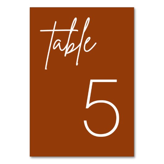 ボホテラコッタミニマル結婚リストのテーブルカード テーブルナンバー (正面)