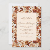 ボホテラコッタモダンワイルドフラワーズブライダルシャワー 招待状 (正面)