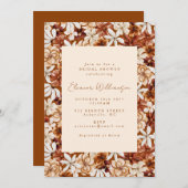 ボホテラコッタモダンワイルドフラワーズブライダルシャワー 招待状 (正面/裏面)