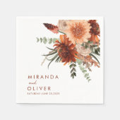 ボホテラコッタラストウォーターカラー結婚フローラ スタンダードカクテルナプキン (正面)