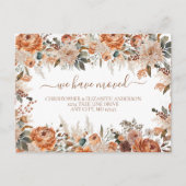 ボホテラコッタラストベージュフローラスクリプト移動 案内ポストカード (正面)