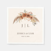 ボホテラコッタラスト秋フローラ結婚ズ スタンダードカクテルナプキン (正面)