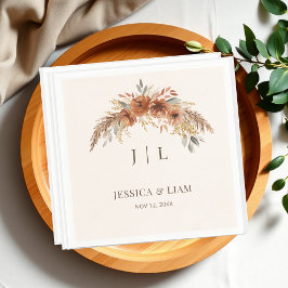 ボホテラコッタラスト秋フローラ結婚ズ スタンダードカクテルナプキン