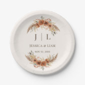 ボホテラコッタラスト秋フローラ結婚ズ ペーパープレート (正面)