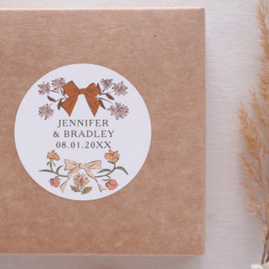 ボホテラコッタリボンフローラ結婚式の引き出物 ラウンドシール