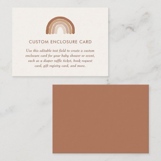 ボホテラコッタレインボーベビーシャワーカスタム エンクロージャーカード (正面/裏面)