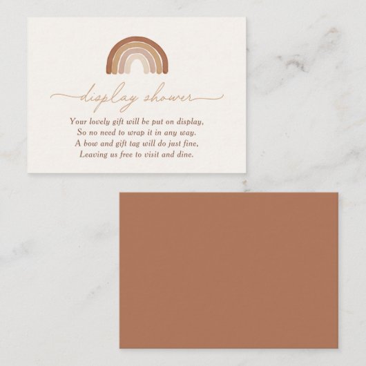 ボホテラコッタレインボーベビーシャワーディスプレイシャワー エンクロージャーカード (正面/裏面)