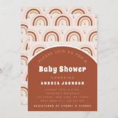 ボホテラコッタレインボームーンパターンベビーシャワー 招待状 (正面/裏面)