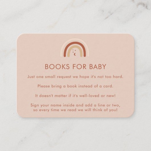 ボホテラコッタレインボーンブックス赤ちゃんシャワー エンクロージャーカード (正面)