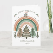 ボホテラコッタレインボー素朴ツリーズクリスマス シーズンカード (正面)