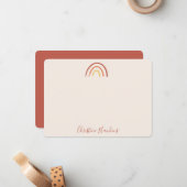 ボホテラコッタレインボー赤面ピンクパーソナライズされた ノートカード (正面/裏面インサイチュ)