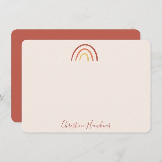 ボホテラコッタレインボー赤面ピンクパーソナライズされた ノートカード (正面/裏面)