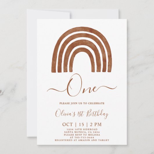 ボホテラコッタレインボー1stバースデー招待状 招待状 (正面)