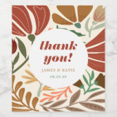 ボホテラコッタレトロフローラ結婚ズサンキューユア ワインラベル (シングルラベル)