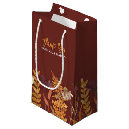 ボホテラコッタワイルドフラワーオータム秋の結婚式 スモールペーパーバッグ