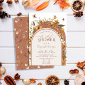 ボホテラコッタワイルドフラワーズアーチブライダルシャワー 招待状