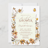 ボホテラコッタワイルドフラワーズフレームブライダルシャワー 招待状 (正面)