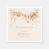 ボホテラコッタワイルドフラワーズ秋の結婚式 スタンダードカクテルナプキン (正面)