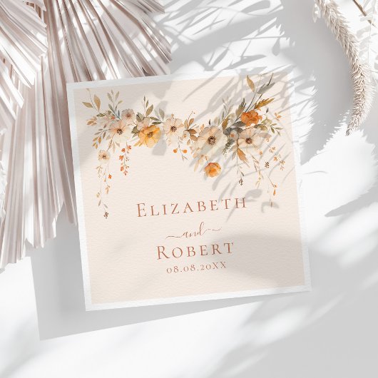 ボホテラコッタワイルドフラワーズ秋の結婚式 スタンダードカクテルナプキン