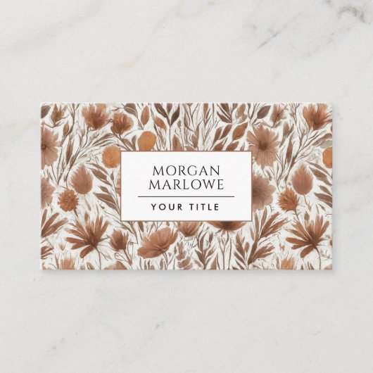 ボホテラコッタワイルドフラワーフローラルパターン 名刺 (正面)
