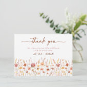 ボホテラコッタワイルドフラワーベビーシャワー サンキューカード (スタンド正面)
