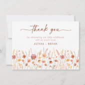 ボホテラコッタワイルドフラワーベビーシャワー サンキューカード (正面)
