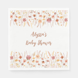 ボホテラコッタワイルドフラワーベビーシャワー スタンダードランチョンナプキン