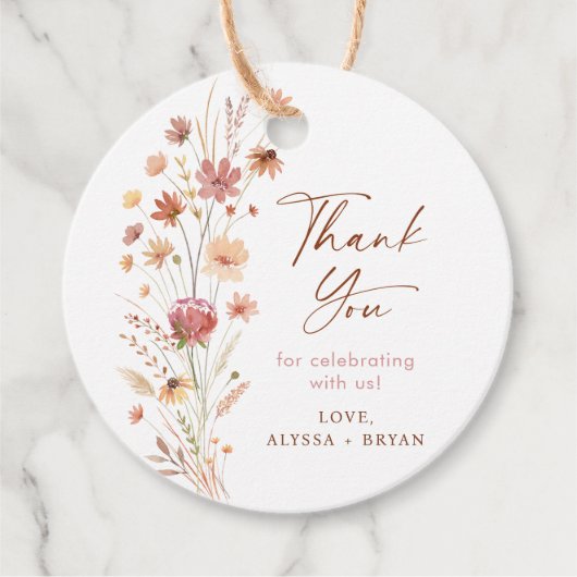 ボホテラコッタワイルドフラワーベビーシャワー フェイバータグ (正面)