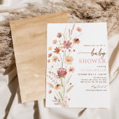 ボホテラコッタワイルドフラワーベビーシャワー 招待状