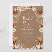 ボホテラコッタワイルドフラワーベージュブライダルシャワー 招待状 (正面)