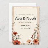 ボホテラコッタワイルドフラワー結婚式招待状 招待状 (正面/裏面)