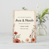 ボホテラコッタワイルドフラワー結婚式招待状 招待状 (スタンド正面)