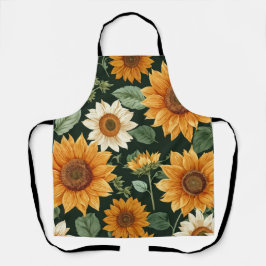 ボホテラコッタヴィンテージひまわり模様 エプロン