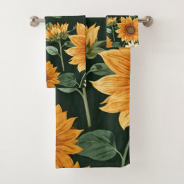 ボホテラコッタヴィンテージひまわり模様 バスタオルセット