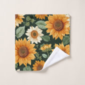 ボホテラコッタヴィンテージひまわり模様 バスタオルセット (ウォッシュタオル)