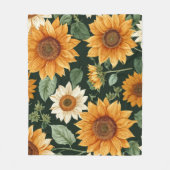 ボホテラコッタヴィンテージひまわり模様 フリースブランケット (正面)