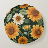 ボホテラコッタヴィンテージひまわり模様 ラウンドクッション (裏面)