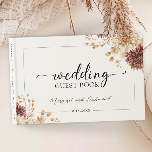 ボホテラコッタヴィンテージフローラ結婚ズゲストブック ゲストブック