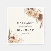 ボホテラコッタヴィンテージ結婚フローラ スタンダードカクテルナプキン (正面)