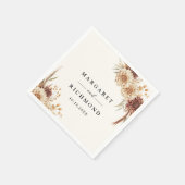 ボホテラコッタヴィンテージ結婚フローラ スタンダードカクテルナプキン (角)