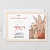 ボホテラコッタ乾燥した草感謝ディナー 招待状 (正面)