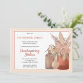 ボホテラコッタ乾燥した草感謝ディナー 招待状 (スタンド正面)