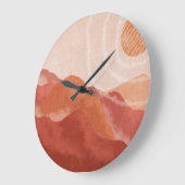 ボホテラコッタ山脈、抽象芸術ポスター。 ラージ壁時計 (傾斜)
