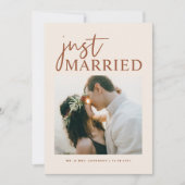 ボホテラコッタ手書きたった今結婚しました写真 案内状 (正面)