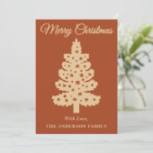 ボホテラコッタ手書きスクリプトクリスマスツリー シーズンカード (スタンド正面)