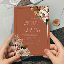 ボホテラコッタ水彩花結婚秋